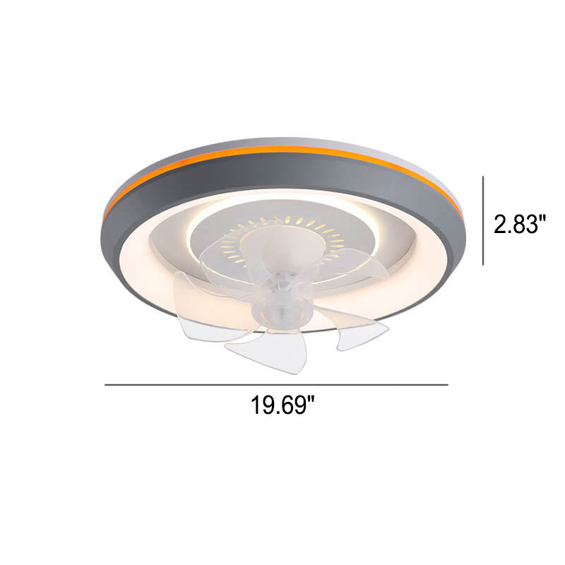 Modern Minimalist Round Swing Head Inverter LED Flush Mount Ceiling Fan Light