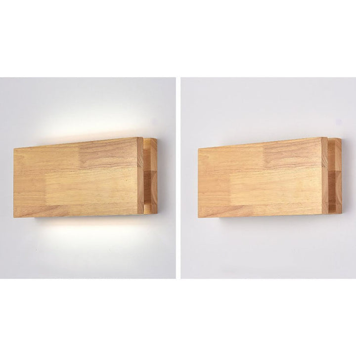 Aplique de pared LED rectangular de madera de tronco Wabi-sabi japonés 