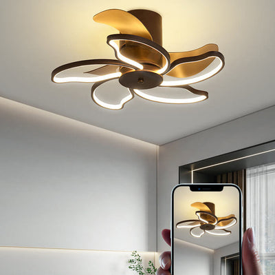 Nordic Minimalist Petal Shaped LED Semi-Flush Mount Ceiling Fan Light