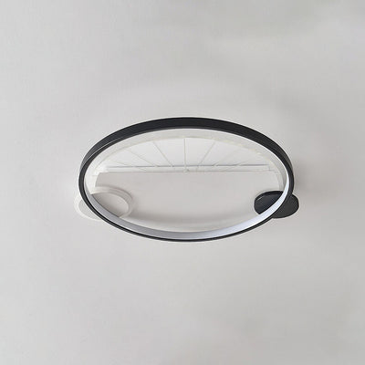 Modern Minimalist Geometric Shapes Black White Iron LED Flush Mount Light