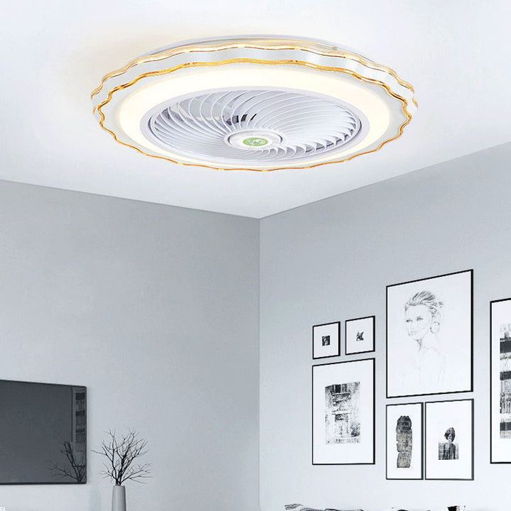 Modern Creative Round Flower LED Flush Mount Ceiling Fan Light