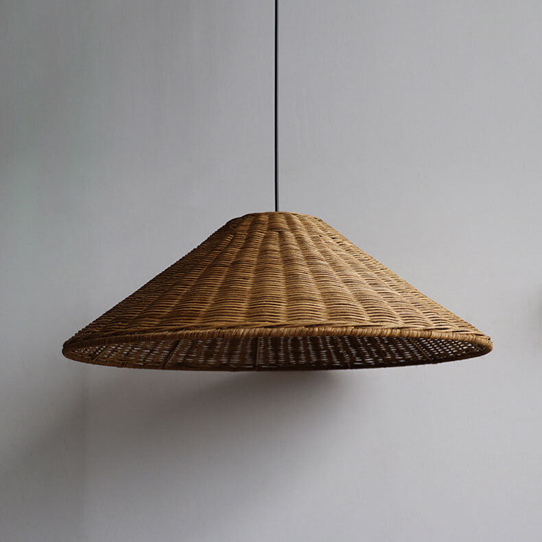 Japanische Vintage Wabi-Sabi Rattan Weaving 1-Licht Pendelleuchte 