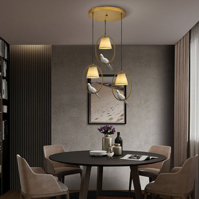 Nordic Minimalist Bird Fabric Circle 1/3 Light Island Light Chandelier