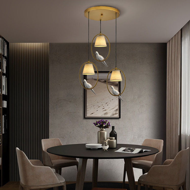 Nordic Minimalist Bird Fabric Circle 1/3 Light Island Light Chandelier