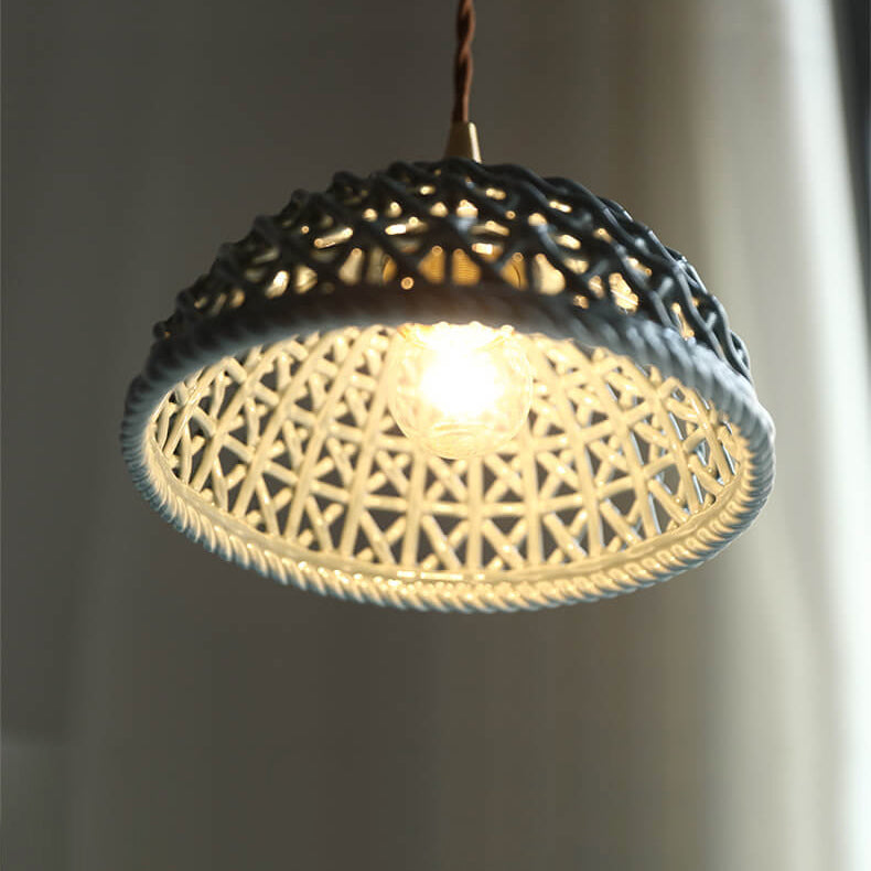Lámpara colgante vintage de cerámica con diseño de celosía 1 - Luz 