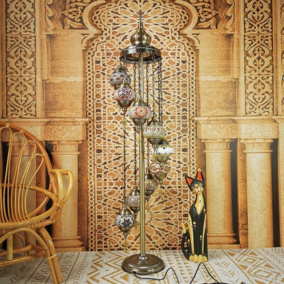 Retro Turkish Moroccan Globe 9-Light Standing Floor Lamp