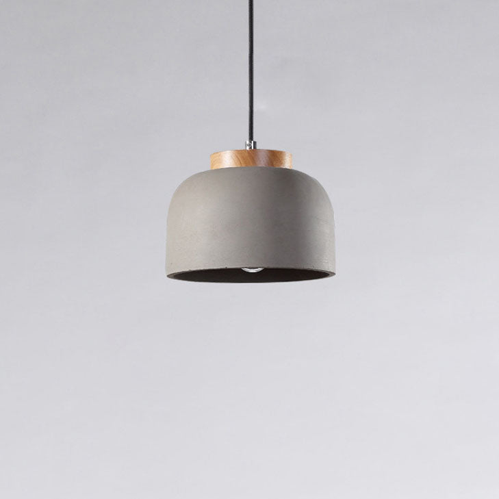 Nordic Creative Solid Wood Cement Dome 1-Light Pendant Light