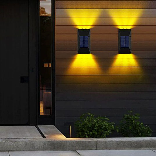 Modern Pure Black Outdoor Waterproof Patio Solar LED Wall Sconce Lamp