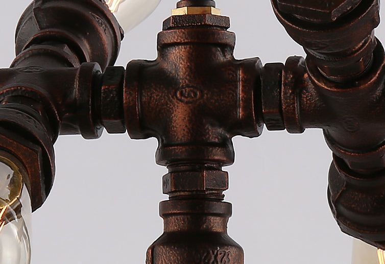 Industrielles Eisen-Wasserrohr-Design 7-Licht-Kronleuchter 