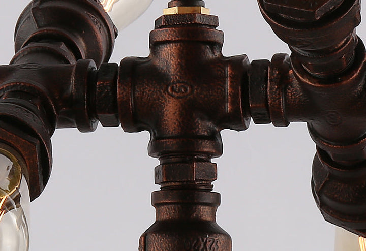 Industrielles Eisen-Wasserrohr-Design 7-Licht-Kronleuchter 