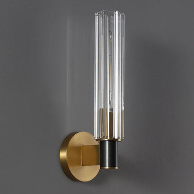 Modern Minimal Brass Crystal Column 1/2 Light Wall Sconce Lamp