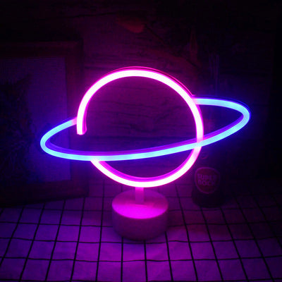 Moderne kreative Planet Neon-Kunststoff-LED-Nachtlicht-Tischlampe