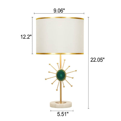Lampe de table 1 lumière avec base en agate en tissu de luxe léger européen 