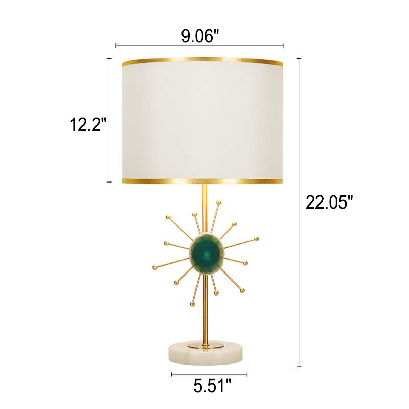 Lampe de table 1 lumière avec base en agate en tissu de luxe léger européen 