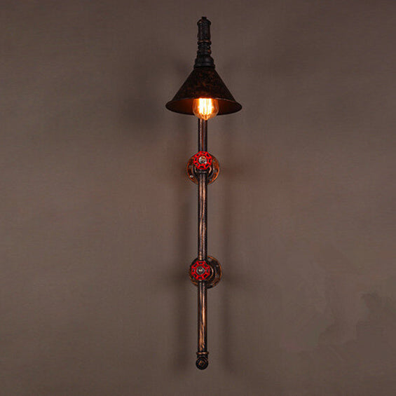 Retro Industrial Iron Water Pipe Faucet Design 1-Light Wall Sconce Lamp
