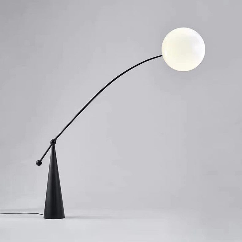Zeitgenössische kreative konische Basis Angelrute Orb Eisen Glas 1-Licht Stehlampe für Wohnzimmer 