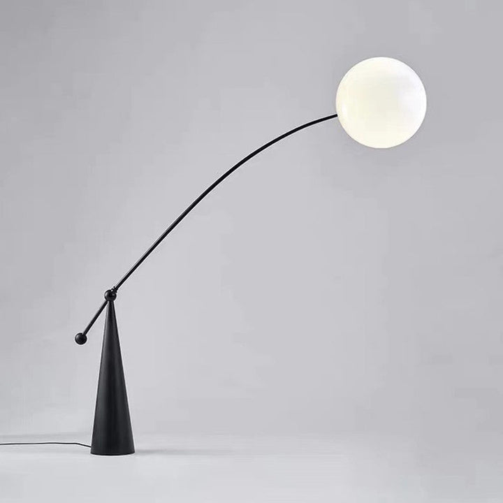 Zeitgenössische kreative konische Basis Angelrute Orb Eisen Glas 1-Licht Stehlampe für Wohnzimmer 