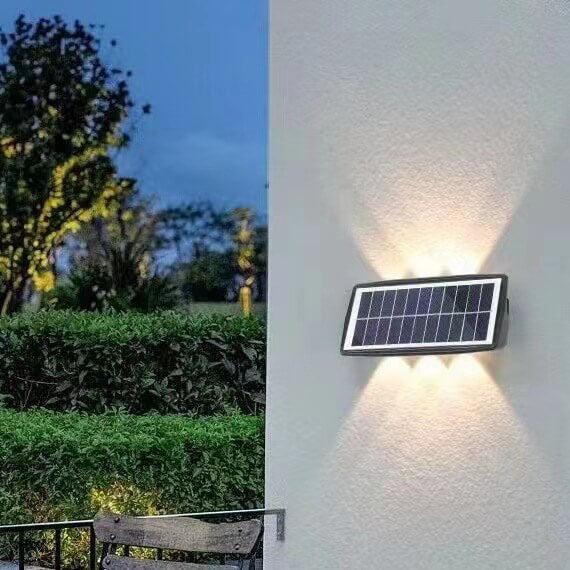 Lampe murale à LED en forme de trapèze carré étanche et créative à énergie solaire 