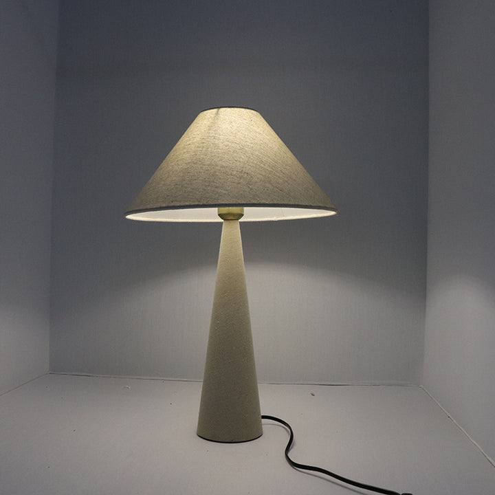 Modern Simplicity Iron Fabric Cone Column Base 1-Light Table Lamp For Bedroom