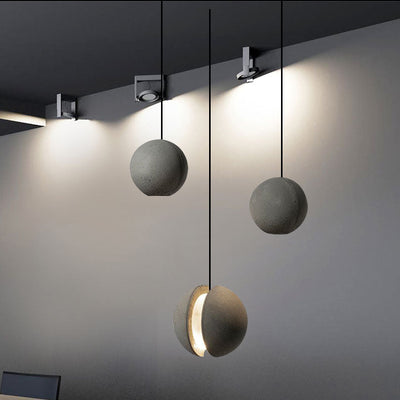 Contemporary Industrial Lunar Cement 1-Light Pendant Light For Bedroom