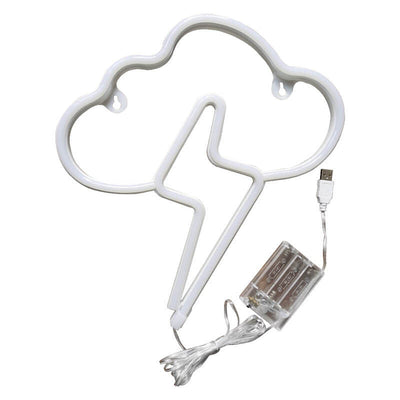 ضوء LED على شكل سحابة نيون إبداعية مع إضاءة رعدية يعمل بالبطارية/USB للزينة 