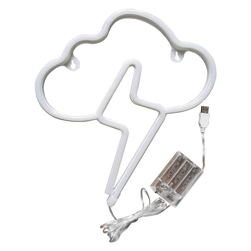 ضوء LED على شكل سحابة نيون إبداعية مع إضاءة رعدية يعمل بالبطارية/USB للزينة 