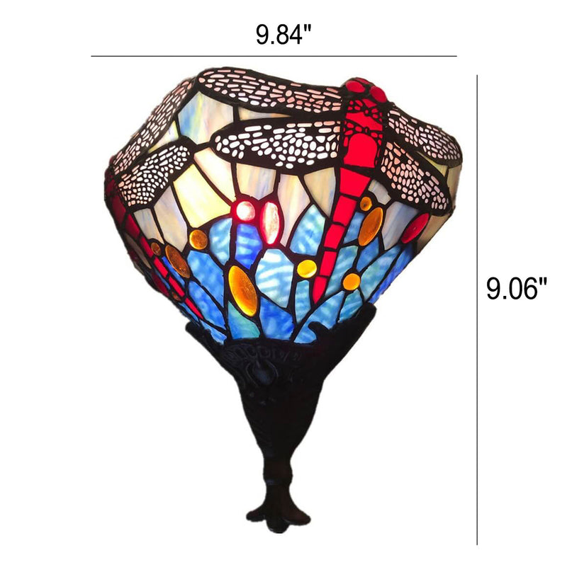 European Tiffany Dragonfly Stained Glass 1-Light Wall Sconce Lamp