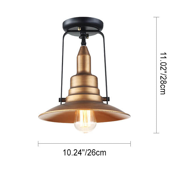 Scandinavian Industrial Country Bell Iron 1-Light Semi-Flush Mount Ceiling Light