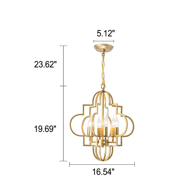 Moderne Luxus Gold Hohl Eisen Laterne 6-Licht Kronleuchter 