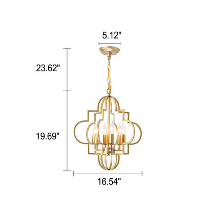 Modern Luxury Gold Hollow Iron Lantern 6-Light Chandelier