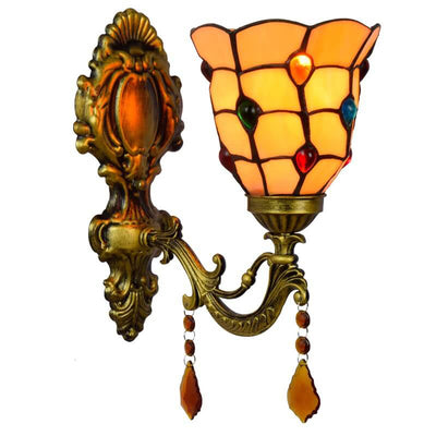 Traditional Tiffany Crystal Glass Pendant 1-Light Wall Sconce Lamp