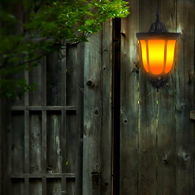 Solar Flame Lantern LED Outdoor Waterproof Landscape Wall Sconce Lamp
