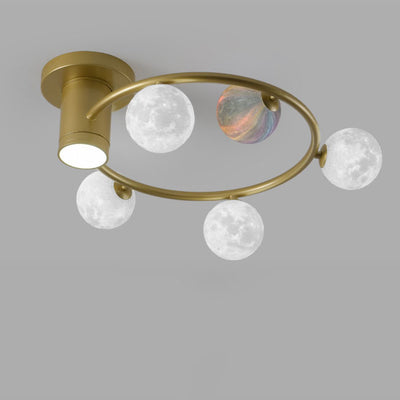 Nordic Planet 3D Printed Moon 5-Light Semi-Flush Mount Ceiling Light