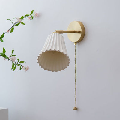 Modern Minimal Brass Ceramic 1-Light Wall Sconce Lamp