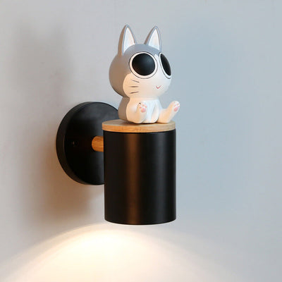 Creative Cartoon Cat Cylinder 1-Light Wall Sconce Lamp