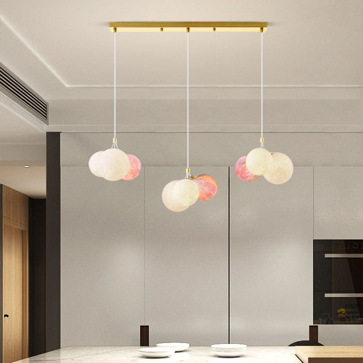 Lustre à 9 lumières en fer créatif moderne en forme de lune 