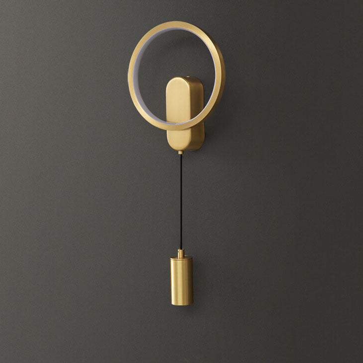 Lámpara Aplique de Pared Creativa LED Redonda Nórdica de Cobre Industrial 