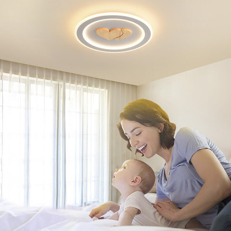 Moderne einfache Deckenleuchte mit LED und massivem Holzdesign 