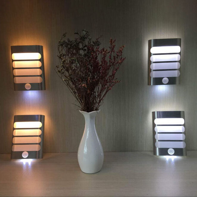 Lampe murale LED rechargeable USB en aluminium avec capteur corporel rectangulaire moderne 