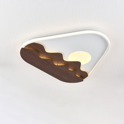 إضاءة سقف LED بتصميم مثلثي خشبي أكريليك حديث وبسيط 