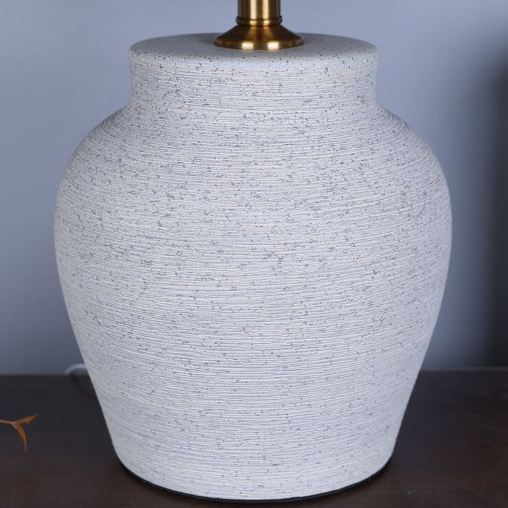 Chinese Retro Vase Base Ceramic Linen 1-Light Table Lamp