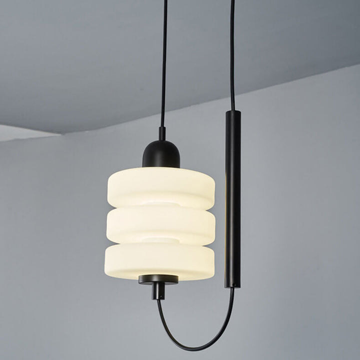 Japanischer minimalistischer runder Glasschirm LED Pendelleuchte 