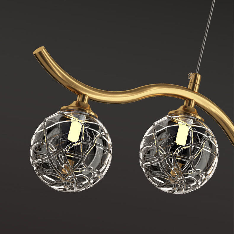 Modern Luxury Glass Magic Bean Brass Curve 5/7 Light Island Light Chandelier
