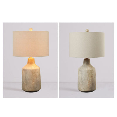 Vintage Minimalist Fabric Cement Base 1-Light Table Lamp