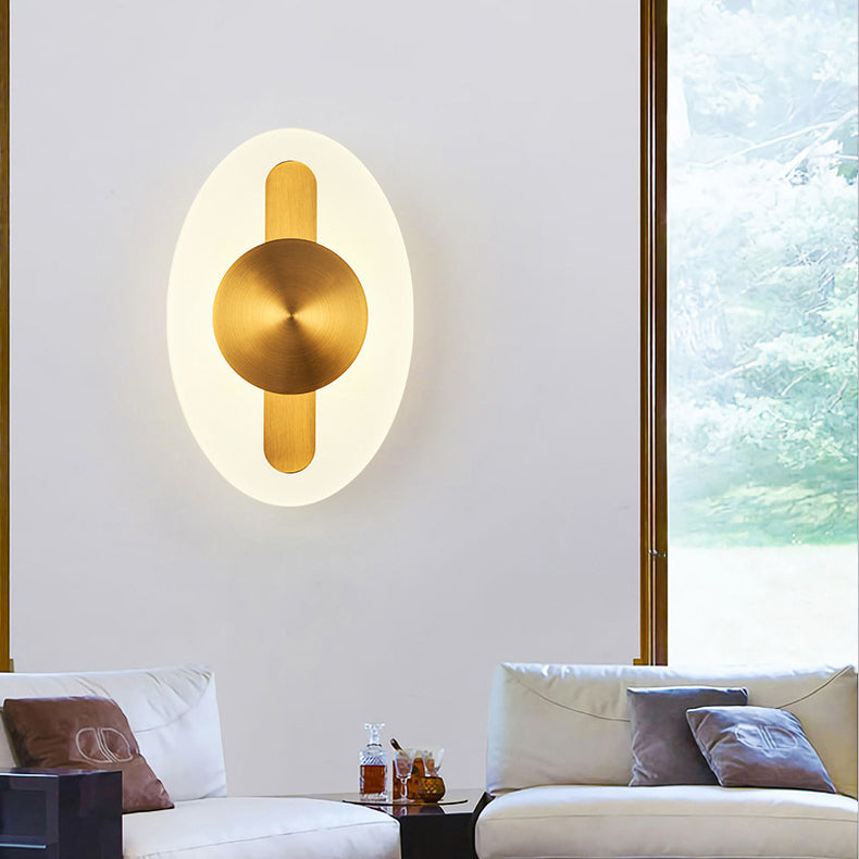 Modern Minimalist Square Oval Geometric Acrylic Stainless Steel LED Wall Sconce Lamp