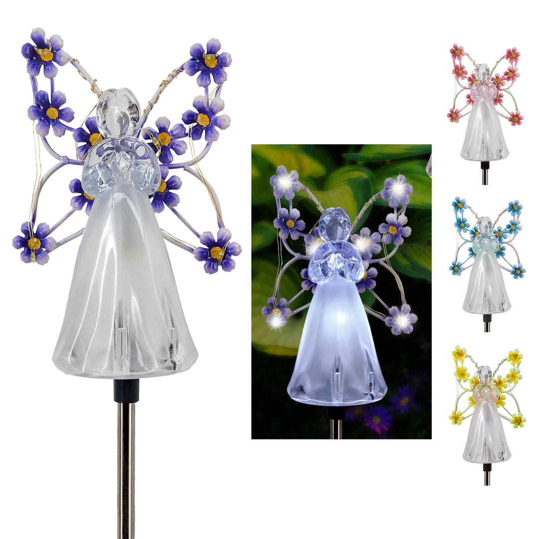 Modern Creative Flower Angel Decorative Solar Outdoor Lawn LED Garden Ground Insert Landscape Light