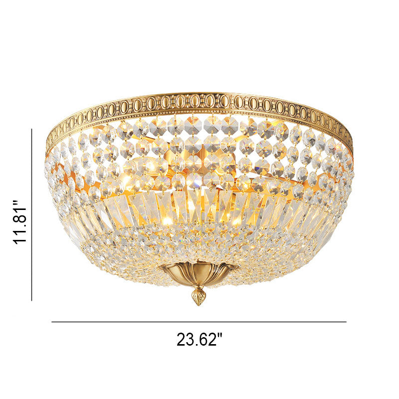 French Vintage Crystal Round 3/5/9 Light Flush Mount Ceiling Light