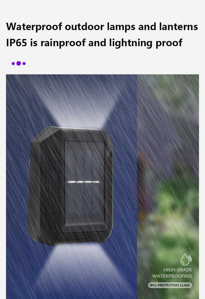 Modern Minimalist Rectangular Plastic LED Solar Outdoor Waterproof Wall Sconce Lamp For Outdoor