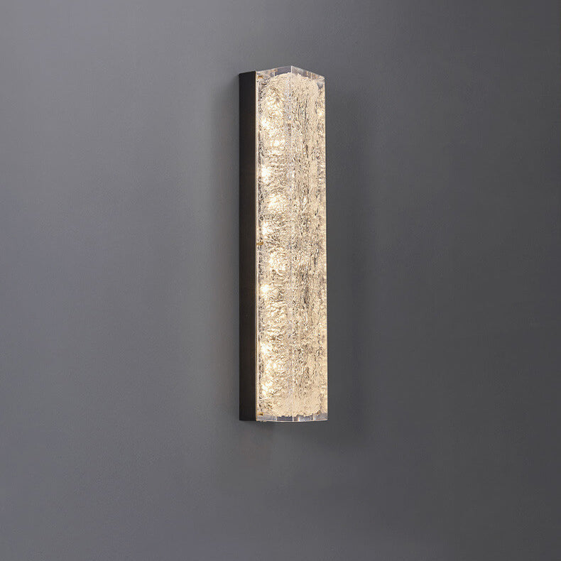 Applique murale LED rectangulaire en laiton moderne et résine transparente 
