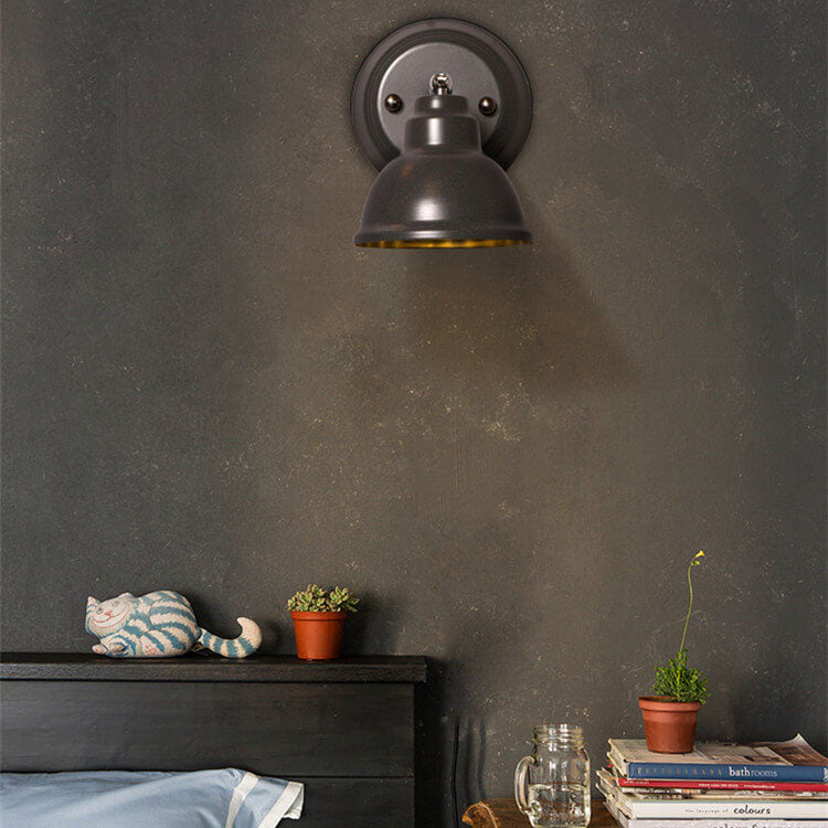 Retro Industrial Iron Dome LED Adjustable Wall Sconce Lamp